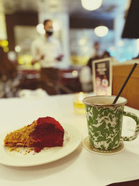 Close-up of dessert on table