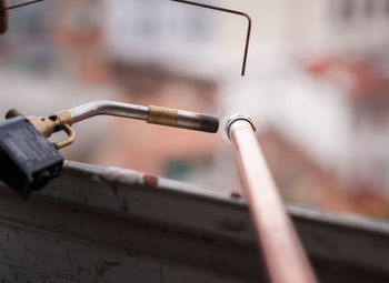 Close-up of metal railing