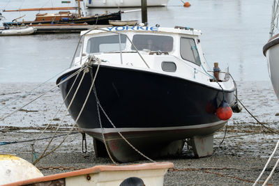 Boat moored on sea