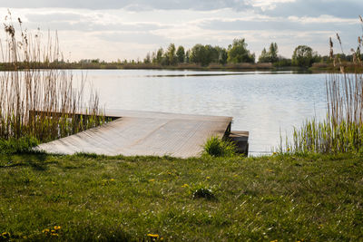 Scenic view of lake against sky