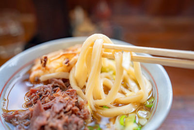 Close-up of meal served in bowl