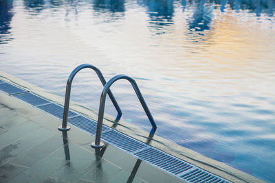 High angle view of swimming pool in lake
