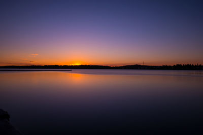 Scenic view of lake at dusk