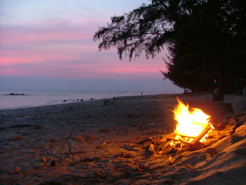 Scenic view of sea at sunset