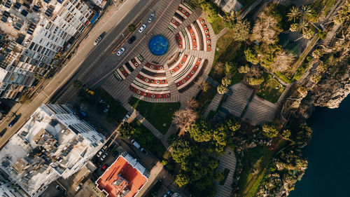 High angle view of buildings in city