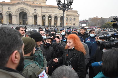 Group of people in front of building