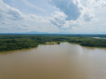 Scenic view of lake against sky