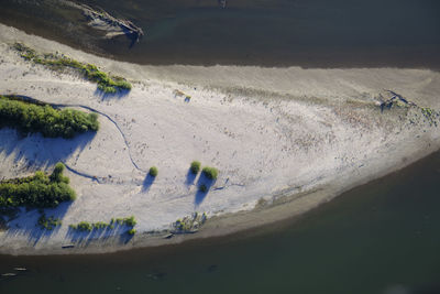 Aerial photo of gravel bars on the drava river