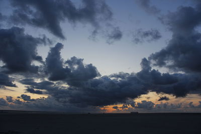 Scenic view of sea against dramatic sky