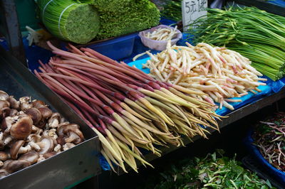 High angle view of vegetables for sale in market