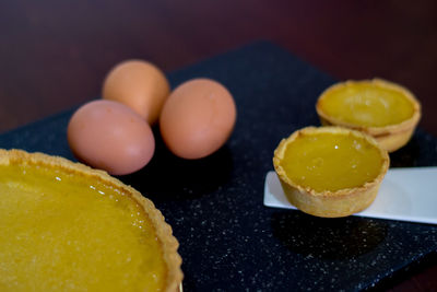 Close-up of breakfast on table