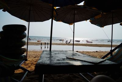 Scenic view of beach against clear sky