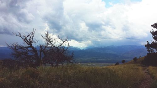 Scenic view of landscape against cloudy sky
