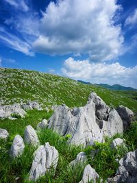 Panoramic view of rocks against sky