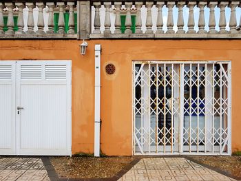 Closed door of building