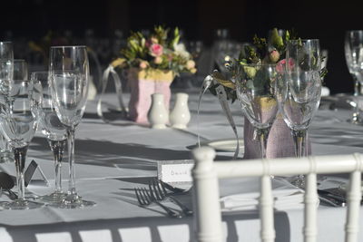 Dining table in restaurant