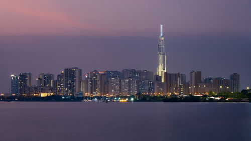 Illuminated city at night