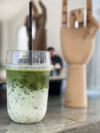 Close-up of drink in glass on table