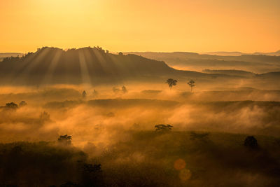 Scenic view of landscape against sky during sunset