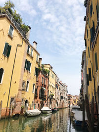 Canal amidst buildings against sky