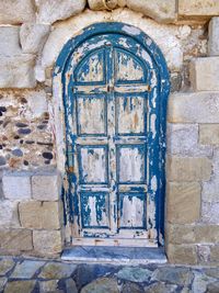 Close-up of window of old building