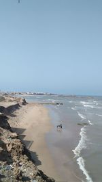 Scenic view of beach against clear sky