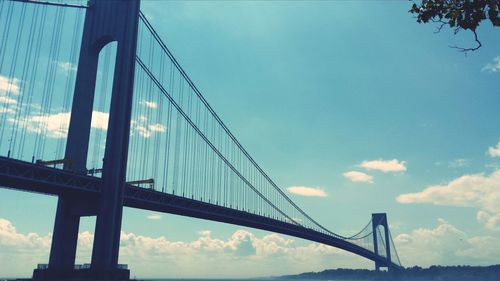 Low angle view of suspension bridge