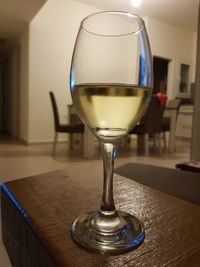 Close-up of beer in glass on table