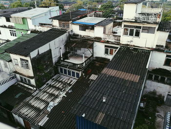 High angle view of buildings in city