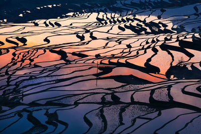 Scenic view of landscape against sky at sunset