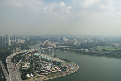 High angle view of cityscape against sky