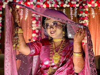 Portrait of woman wearing traditional clothing