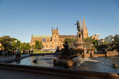 Statue of fountain against clear sky