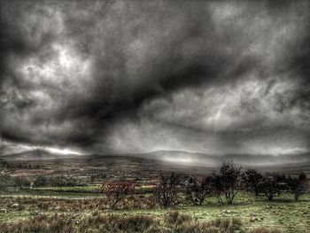 Storm clouds over land