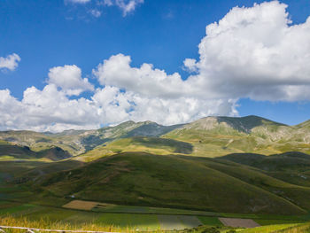 Scenic view of landscape against cloudy sky