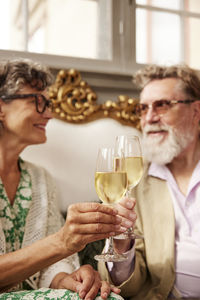 Couple having drink together