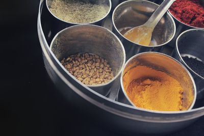 High angle view of food in bowl