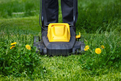 Low section of person working on field