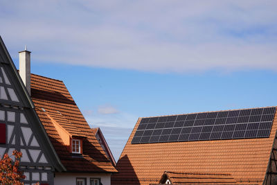 Low angle view of houses against sky