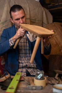 Man working on table