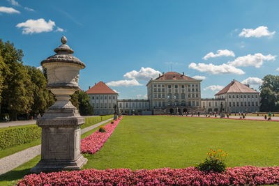 Lawn with buildings in background