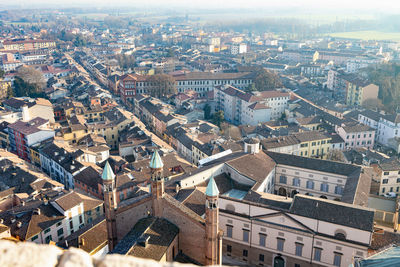 Top view of the city of cremona, lombardy - italy.