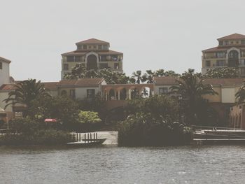 View of swimming pool by river