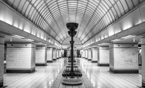 Illuminated subway station