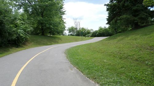 Road amidst trees against sky