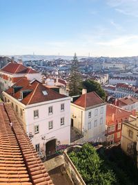 High angle view of townscape against sky