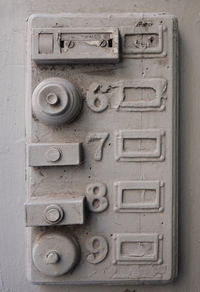 Close-up of computer keyboard on wall