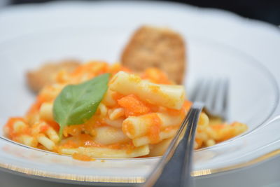 Close-up of breakfast served in plate