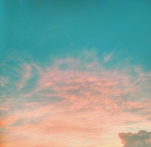 Low angle view of cloudy sky during sunset