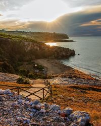 Scenic view of sea against sky during sunset